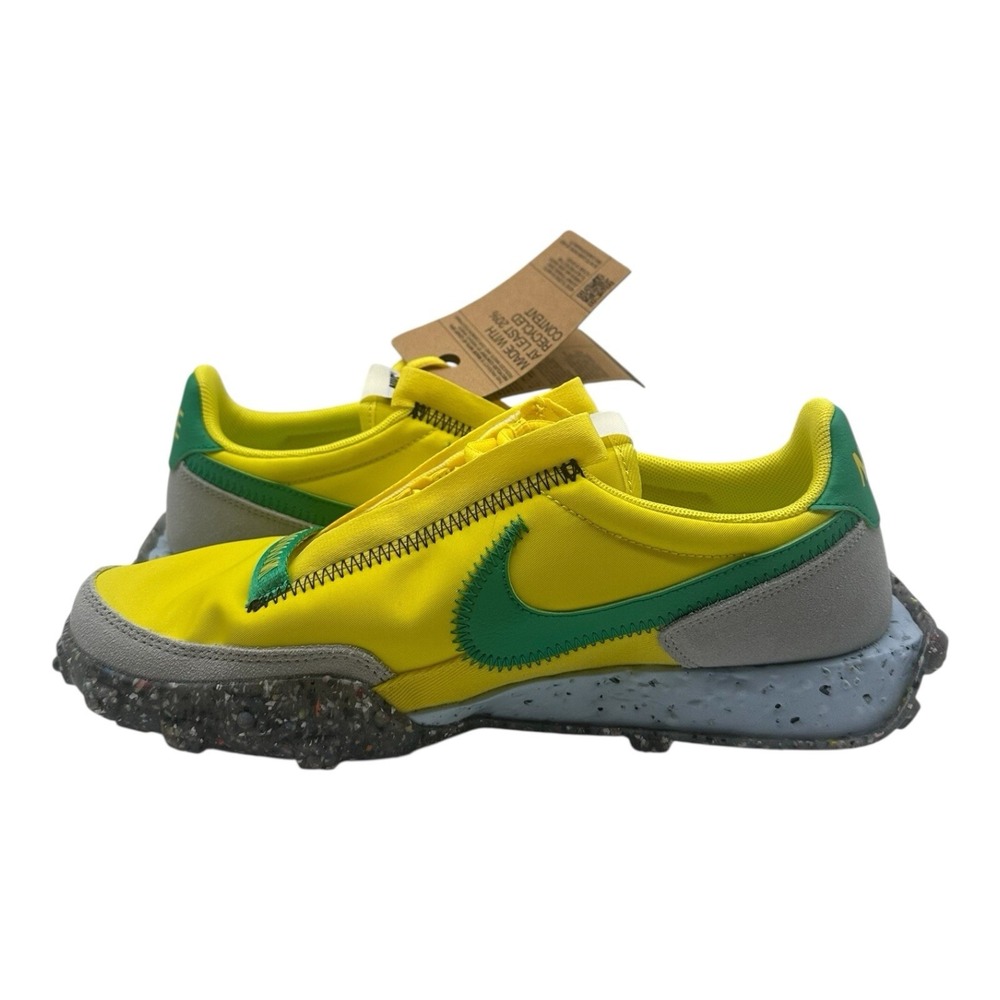 Nike Waffle Racer Crater Shoes Womens 8 Yellow Roma Green Sneakers CT1983-701 - Picture 3 of 10
